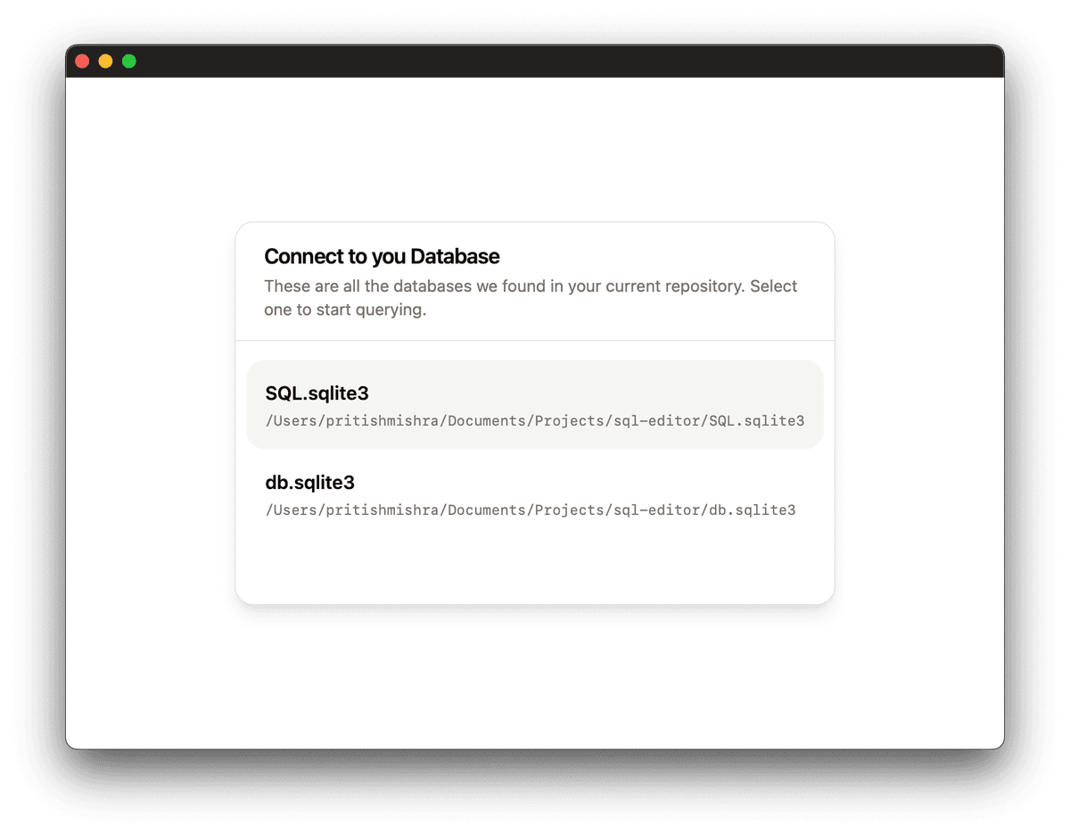 SQLite Editor with GO and React – Pritish Mishra
